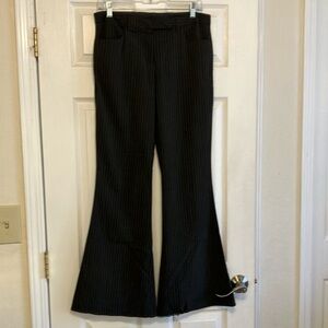 Vintage Y2K Poleci Anthropologie dark gray wide leg striped work pants slacks 8